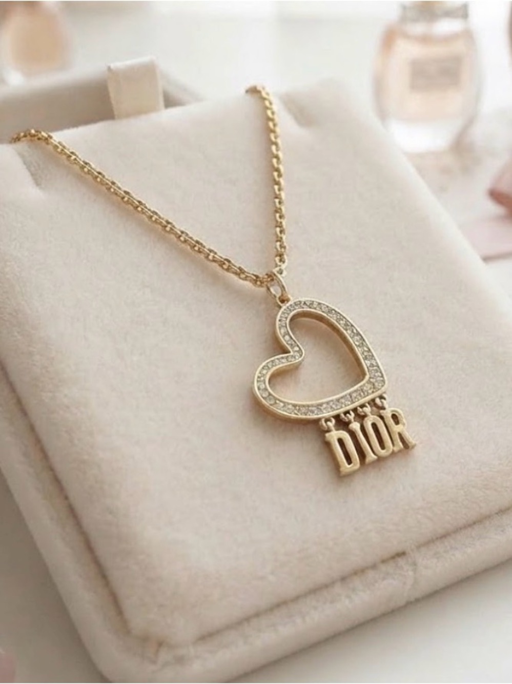 Gold Heart Zipper Pull made into Necklace with Crystal Accents